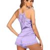 imageEkouaer Satin Pajamas Women Lace Sleepwear Lingerie Cami Shorts Set Nightwear XSXXLLight Purple