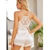 imageEkouaer Satin Pajamas Women Lace Sleepwear Lingerie Cami Shorts Set Nightwear XSXXLWhite