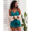 imageEkouaer Satin Pajamas Womens Soft Sleepwear Lingerie Silk Cami Shorts Set Nightwear SXXLBeacock Blue