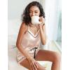 imageEkouaer Satin Pajamas Womens Soft Sleepwear Lingerie Silk Cami Shorts Set Nightwear SXXLChampagne