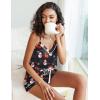 imageEkouaer Satin Pajamas Womens Soft Sleepwear Lingerie Silk Cami Shorts Set Nightwear SXXLChristmas Pattern