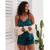 imageEkouaer Satin Pajamas Womens Soft Sleepwear Lingerie Silk Cami Shorts Set Nightwear SXXLGreen