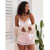 imageEkouaer Satin Pajamas Womens Soft Sleepwear Lingerie Silk Cami Shorts Set Nightwear SXXLPink