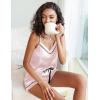 imageEkouaer Satin Pajamas Womens Soft Sleepwear Lingerie Silk Cami Shorts Set Nightwear SXXLPink