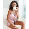 imageEkouaer Satin Pajamas Womens Soft Sleepwear Lingerie Silk Cami Shorts Set Nightwear SXXLPink Leopard