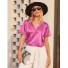 imageEkouaer Silk Pajamas for Women Short Sleeve Sleepwear Twopiece Pjs Set Soft V Neck Loungewear Tops with Pj Shorts SXXLHot Pink