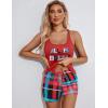 imageEkouaer Womens Cami Pajama Set Sleeveless Racerback Tank Top Pjs Soft SleepwearChristmas Red Plaid