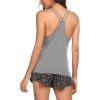 imageEkouaer Womens Cami Pajama Set Sleeveless Racerback Tank Top Pjs Soft SleepwearDark Grey Floral