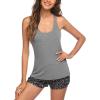 imageEkouaer Womens Cami Pajama Set Sleeveless Racerback Tank Top Pjs Soft SleepwearDark Grey Floral
