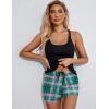 imageEkouaer Womens Cami Pajama Set Sleeveless Racerback Tank Top Pjs Soft SleepwearGreen and Pink Plaid