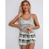 imageEkouaer Womens Cami Pajama Set Sleeveless Racerback Tank Top Pjs Soft SleepwearGrey Plaid
