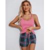 imageEkouaer Womens Cami Pajama Set Sleeveless Racerback Tank Top Pjs Soft SleepwearPink Plaid