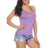 imageEkouaer Womens Cami Pajama Set Sleeveless Racerback Tank Top Pjs Soft SleepwearPurple Floral