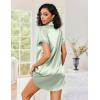imageEkouaer Womens Satin Nightshirt Button Down Sleepshirt Silk Short Sleeve Nightgown Boyfriend Notch Collar SleepwearLight Green