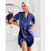 imageEkouaer Womens Satin Nightshirt Button Down Sleepshirt Silk Short Sleeve Nightgown Boyfriend Notch Collar SleepwearNavy Blue