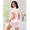 imageEkouaer Womens Satin Nightshirt Button Down Sleepshirt Silk Short Sleeve Nightgown Boyfriend Notch Collar SleepwearPink Leopard
