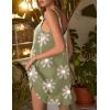 imageEkouaer Womens Sleeveless V Neck Satin NightgownGreen Flower