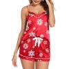 imageEkouaer Satin Pajamas Womens Soft Sleepwear Lingerie Silk Cami Shorts Set Nightwear SXXLSnowflake