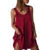 imageEkouaer Womens Sleeveless V Neck Satin NightgownWine Red