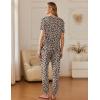 imageEkouaer 2 Pack Womens Pajama Sets Short Sleeve Tops Jogger Pants Lounge Sets Soft Loungewear Printed Pj with PocketsBlackleopard