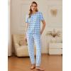 imageEkouaer 2 Pack Womens Pajama Sets Short Sleeve Tops Jogger Pants Lounge Sets Soft Loungewear Printed Pj with PocketsBlue Monkeygreen Flower