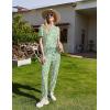 imageEkouaer 2 Pack Womens Pajama Sets Short Sleeve Tops Jogger Pants Lounge Sets Soft Loungewear Printed Pj with PocketsBlue Monkeygreen Flower