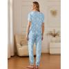 imageEkouaer 2 Pack Womens Pajama Sets Short Sleeve Tops Jogger Pants Lounge Sets Soft Loungewear Printed Pj with PocketsLight Blue Cashewblue Green Print