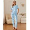 imageEkouaer 2 Pack Womens Pajama Sets Short Sleeve Tops Jogger Pants Lounge Sets Soft Loungewear Printed Pj with PocketsLight Blue Cashewblue Green Print