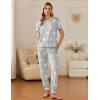 imageEkouaer 2 Pack Womens Pajama Sets Short Sleeve Tops Jogger Pants Lounge Sets Soft Loungewear Printed Pj with PocketsLight Gray Stardark Gray