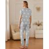 imageEkouaer 2 Pack Womens Pajama Sets Short Sleeve Tops Jogger Pants Lounge Sets Soft Loungewear Printed Pj with PocketsLight Gray Stardark Gray