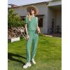 imageEkouaer 2 Pack Womens Pajama Sets Short Sleeve Tops Jogger Pants Lounge Sets Soft Loungewear Printed Pj with PocketsLight Graygreen