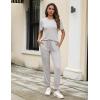 imageEkouaer 2 Pack Womens Pajama Sets Short Sleeve Tops Jogger Pants Lounge Sets Soft Loungewear Printed Pj with PocketsLight Graygreen