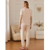 imageEkouaer 2 Pack Womens Pajama Sets Short Sleeve Tops Jogger Pants Lounge Sets Soft Loungewear Printed Pj with PocketsLight Khakibrown