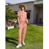 imageEkouaer 2 Pack Womens Pajama Sets Short Sleeve Tops Jogger Pants Lounge Sets Soft Loungewear Printed Pj with PocketsPink Leopardnavy Dots
