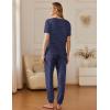 imageEkouaer 2 Pack Womens Pajama Sets Short Sleeve Tops Jogger Pants Lounge Sets Soft Loungewear Printed Pj with PocketsPink Leopardnavy Dots