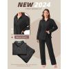 imageEkouaer Button Down Pajamas Women Long Sleeve Pajama Sets Soft Button Up Pjs Sets 2 Piece Loungewear with PocketsBlack