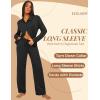 imageEkouaer Button Down Pajamas Women Long Sleeve Pajama Sets Soft Button Up Pjs Sets 2 Piece Loungewear with PocketsBlack