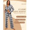 imageEkouaer Button Down Pajamas Women Long Sleeve Pajama Sets Soft Button Up Pjs Sets 2 Piece Loungewear with PocketsBlack and Grey Plaid