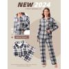 imageEkouaer Button Down Pajamas Women Long Sleeve Pajama Sets Soft Button Up Pjs Sets 2 Piece Loungewear with PocketsBlack and Grey Plaid
