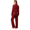 imageEkouaer Button Down Pajamas Women Long Sleeve Pajama Sets Soft Button Up Pjs Sets 2 Piece Loungewear with PocketsBlack and Red Plaid