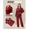 imageEkouaer Button Down Pajamas Women Long Sleeve Pajama Sets Soft Button Up Pjs Sets 2 Piece Loungewear with PocketsBlack and Red Plaid
