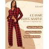 imageEkouaer Button Down Pajamas Women Long Sleeve Pajama Sets Soft Button Up Pjs Sets 2 Piece Loungewear with PocketsBlack and Red Plaid