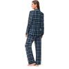 imageEkouaer Button Down Pajamas Women Long Sleeve Pajama Sets Soft Button Up Pjs Sets 2 Piece Loungewear with PocketsBlue and Black Plaid