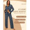 imageEkouaer Button Down Pajamas Women Long Sleeve Pajama Sets Soft Button Up Pjs Sets 2 Piece Loungewear with PocketsBlue and Black Plaid