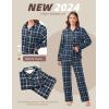 imageEkouaer Button Down Pajamas Women Long Sleeve Pajama Sets Soft Button Up Pjs Sets 2 Piece Loungewear with PocketsBlue and Black Plaid