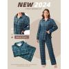 imageEkouaer Button Down Pajamas Women Long Sleeve Pajama Sets Soft Button Up Pjs Sets 2 Piece Loungewear with PocketsBlue and Green Plaid