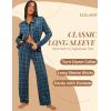 imageEkouaer Button Down Pajamas Women Long Sleeve Pajama Sets Soft Button Up Pjs Sets 2 Piece Loungewear with PocketsBlue and Green Plaid
