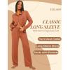 imageEkouaer Button Down Pajamas Women Long Sleeve Pajama Sets Soft Button Up Pjs Sets 2 Piece Loungewear with PocketsCaramel Colour