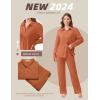 imageEkouaer Button Down Pajamas Women Long Sleeve Pajama Sets Soft Button Up Pjs Sets 2 Piece Loungewear with PocketsCaramel Colour