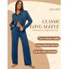 imageEkouaer Button Down Pajamas Women Long Sleeve Pajama Sets Soft Button Up Pjs Sets 2 Piece Loungewear with PocketsNavy Blue